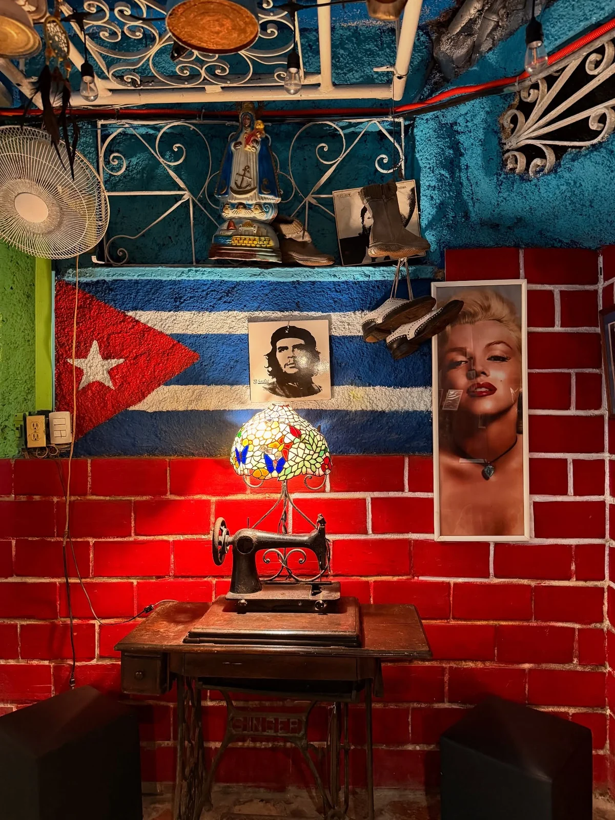 A venue hung with flags from my trip to Cuba.